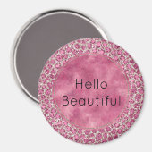 Girly Pink Glitzy Glam Glitter Leopard Print Magneet (Voorkant / Achterkant)