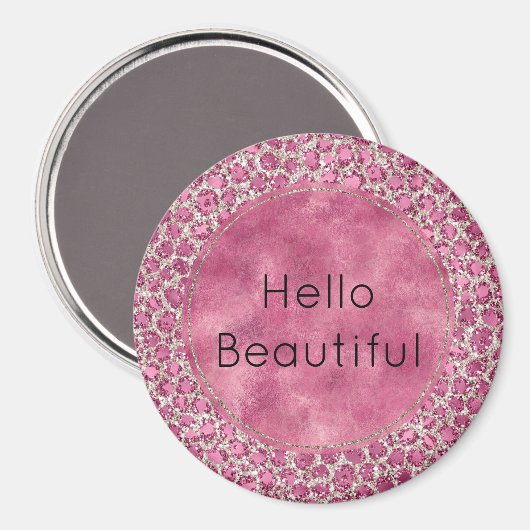 Girly Pink Glitzy Glam Glitter Leopard Print Magneet (Voorkant / Achterkant)