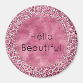 Girly Pink Glitzy Glam Glitter Leopard Print Magneet (Voorkant)
