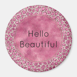 Girly Pink Glitzy Glam Glitter Leopard Print Magneet