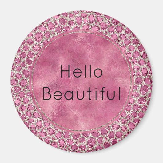 Girly Pink Glitzy Glam Glitter Leopard Print Magneet (Voorkant)