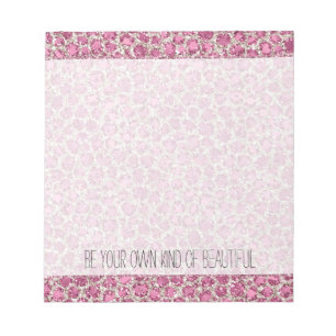 Girly Pink Glitzy Glam Glitter Leopard Print Notitieblok