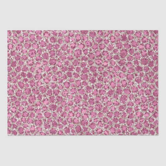 Girly Pink Glitzy Glam Glitter Leopard Print Tissuepapier (Voorkant)