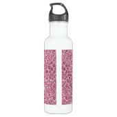 Girly Pink Glitzy Glam Glitter Leopard Print Waterfles (Achterkant)