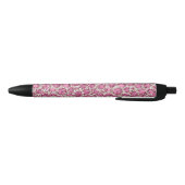 Girly Pink Glitzy Glam Glitter Leopard Print Zwarte Inkt Pen (Bodem)