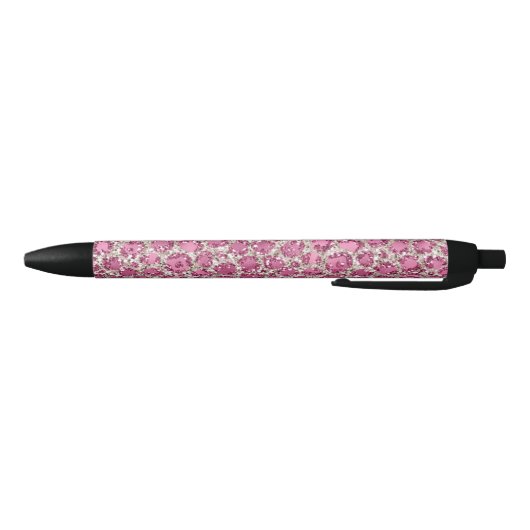 Girly Pink Glitzy Glam Glitter Leopard Print Zwarte Inkt Pen (Bodem)