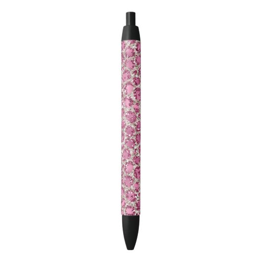 Girly Pink Glitzy Glam Glitter Leopard Print Zwarte Inkt Pen (Voorkant Verticaal)