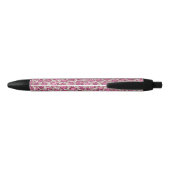 Girly Pink Glitzy Glam Glitter Leopard Print Zwarte Inkt Pen (Achterkant)