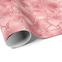 Girly Pink Glitzy Glitter Giraffe Print Cadeaupapier