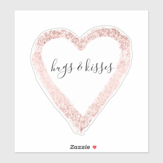 Girly Pink Glitzy Glitter Heart Sticker (Vel)