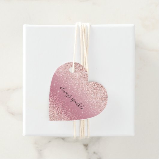 Girly Pink Glitzy Glitter Sparkle Bedankjes Labels (In situ)