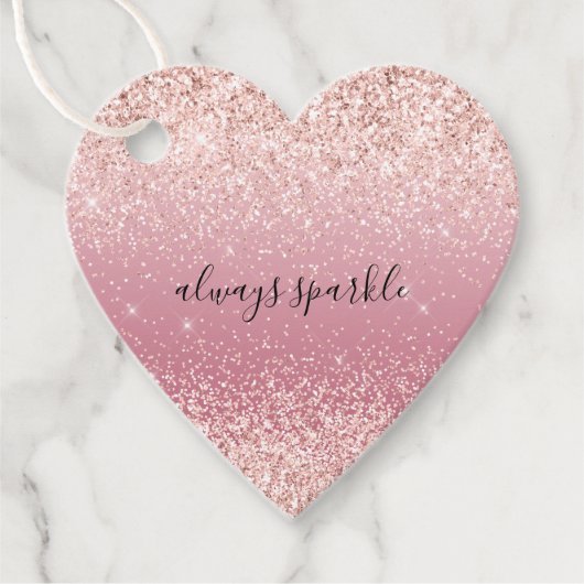 Girly Pink Glitzy Glitter Sparkle Bedankjes Labels (Voorkant)