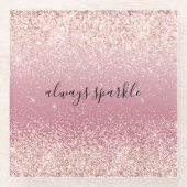 Girly Pink Glitzy Glitter Sparkle Glazen Onderzetter (Voorkant)