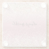 Girly Pink Glitzy Glitter Sparkle Glazen Onderzetter (Achterkant)