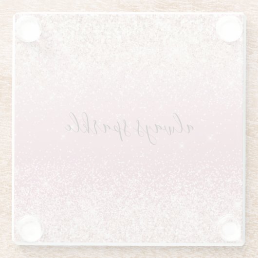 Girly Pink Glitzy Glitter Sparkle Glazen Onderzetter (Achterkant)