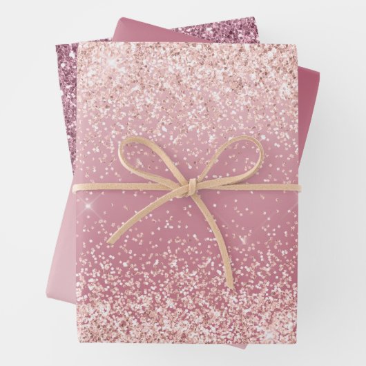 Girly Pink Glitzy Glitter Sparkle Inpakpapier Vel (In situ)