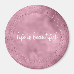 Girly Pink Glitzy Glitter Sparkle Magneet