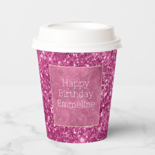 Girly Pink Glitzy Glitter Sparkle Papieren Bekers