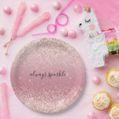 Girly Pink Glitzy Glitter Sparkle Papieren Bordje (Feest)