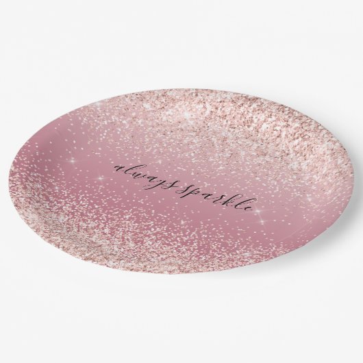 Girly Pink Glitzy Glitter Sparkle Papieren Bordje (Gekanteld)