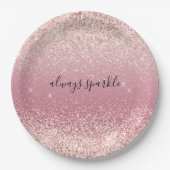Girly Pink Glitzy Glitter Sparkle Papieren Bordje (Voorkant)