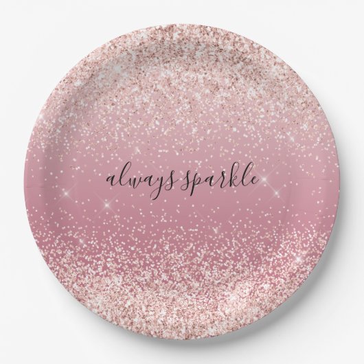 Girly Pink Glitzy Glitter Sparkle Papieren Bordje (Voorkant)