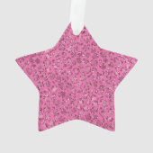 Girly Pink Glitzy Leopard Persoonlijke naam Ornament (achterkant)