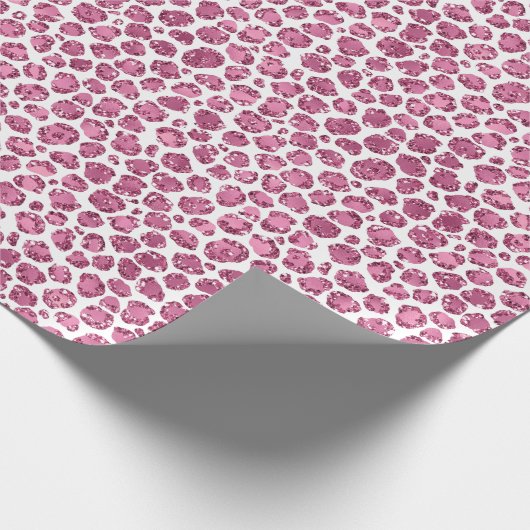 Girly Pink Glitzy Leopard Print Cadeaupapier (Hoek)