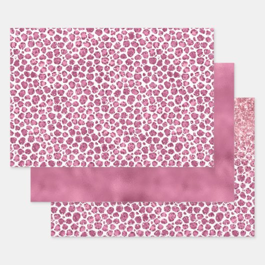 Girly Pink Glitzy Luipaard Print Inpakpapier Vel (Set)