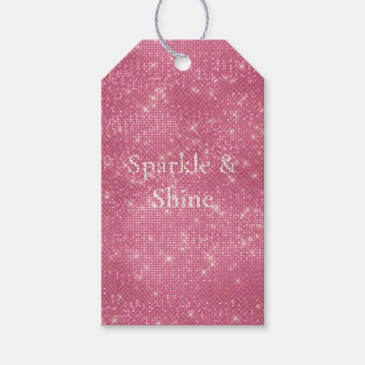 Girly Pink Glitzy Sparkle Cadeaulabel (Voorkant)