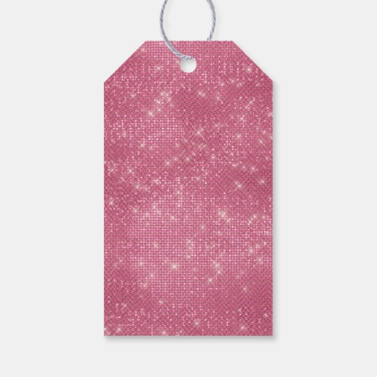 Girly Pink Glitzy Sparkle Cadeaulabel (Achterkant)