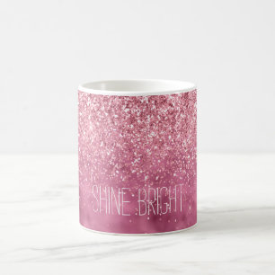 Girly Pink Glitzy Sparkle Glitter gepersonaliseerd Koffiemok
