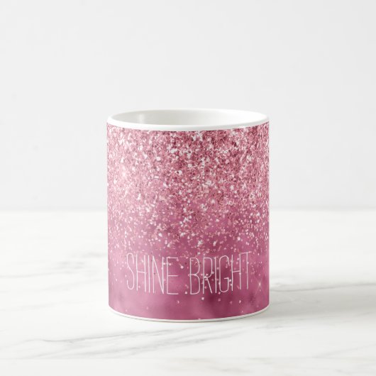 Girly Pink Glitzy Sparkle Glitter gepersonaliseerd Koffiemok (Center)