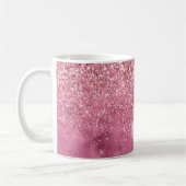 Girly Pink Glitzy Sparkle Glitter gepersonaliseerd Koffiemok (Links)