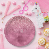Girly Pink Glitzy Sparkle Glitter gepersonaliseerd Papieren Bordje (Feest)