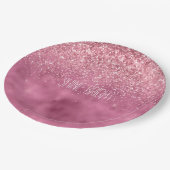 Girly Pink Glitzy Sparkle Glitter gepersonaliseerd Papieren Bordje (Gekanteld)