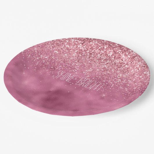 Girly Pink Glitzy Sparkle Glitter gepersonaliseerd Papieren Bordje (Gekanteld)