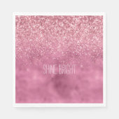 Girly Pink Glitzy Sparkle Glitter gepersonaliseerd Servet (Voorkant)