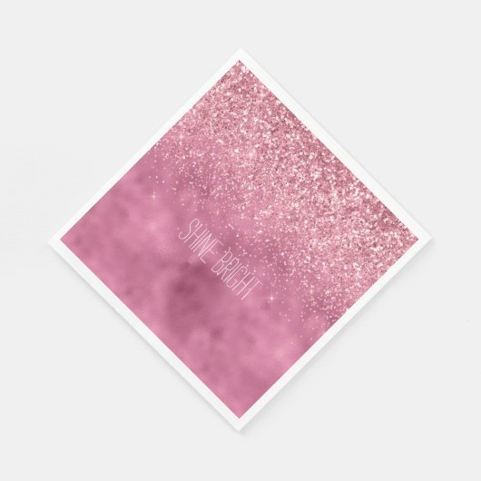 Girly Pink Glitzy Sparkle Glitter gepersonaliseerd Servet (Hoek)