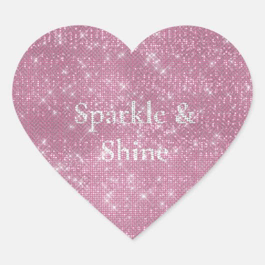 Girly Pink Glitzy Sparkle Hart Sticker (Voorkant)