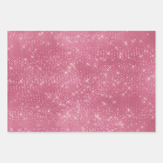 Girly Pink Glitzy Sparkle Inpakpapier Vel (Voorkant 3)