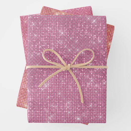 Girly Pink Glitzy Sparkle Inpakpapier Vel (In situ)