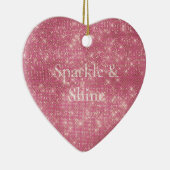 Girly Pink Glitzy Sparkle Keramisch Ornament (Rechts)