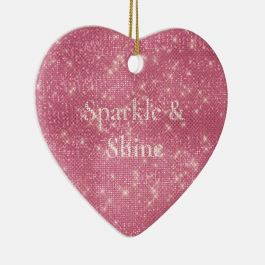 Girly Pink Glitzy Sparkle Keramisch Ornament (Rechts)