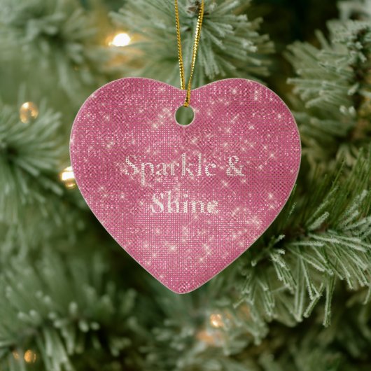 Girly Pink Glitzy Sparkle Keramisch Ornament (Boom)