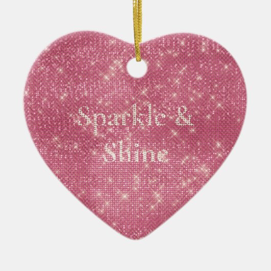 Girly Pink Glitzy Sparkle Keramisch Ornament (Voorkant)