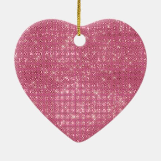 Girly Pink Glitzy Sparkle Keramisch Ornament (Achterkant)