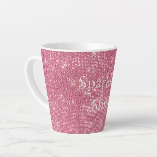 Girly Pink Glitzy Sparkle Latte Mok (Linkerhoek)