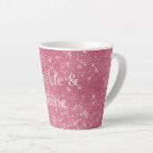 Girly Pink Glitzy Sparkle Latte Mok (Rechterhoek)