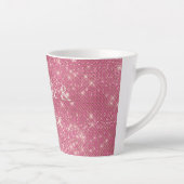 Girly Pink Glitzy Sparkle Latte Mok (Rechts)